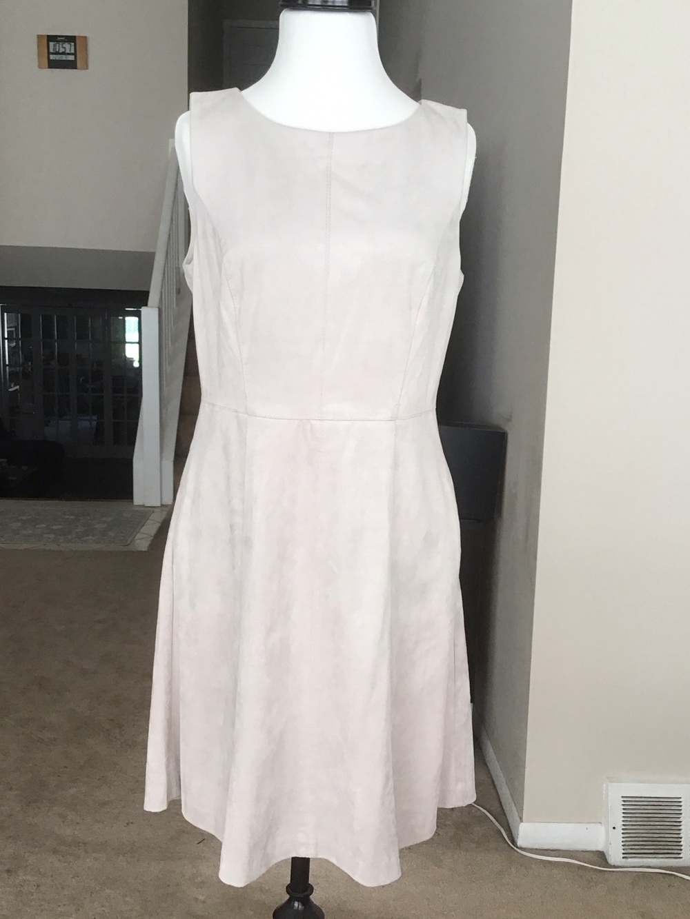 Lila Rose Sleeveless Cream Midi Dress with Back Zip